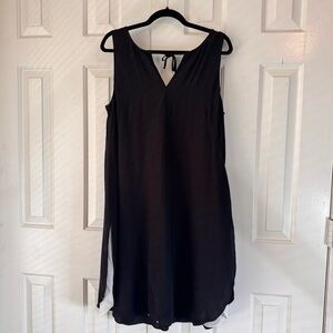 Eileen Fisher Black Sleeveless Shift Dress 100% Silk Lined Size Medium